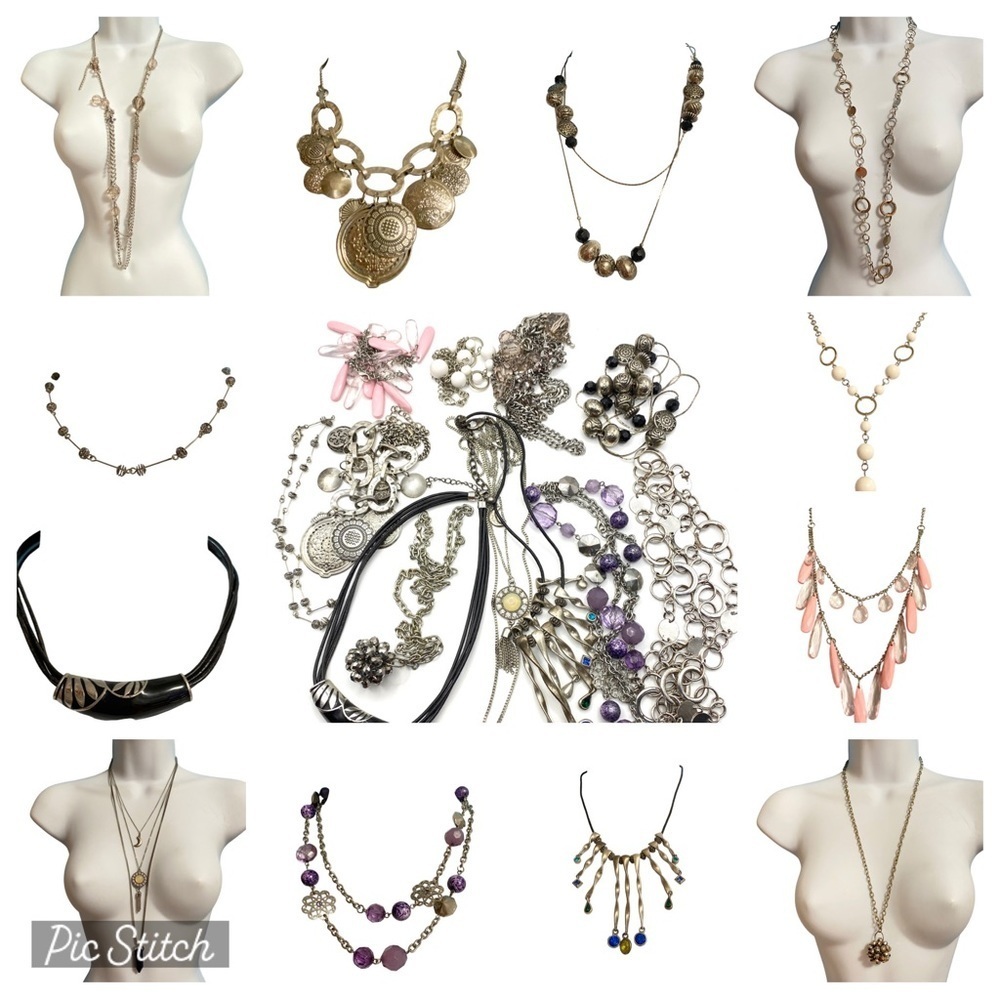 Necklaces Lot of 12 Silver Tone Wearable